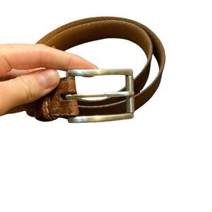 Johnston & Murphy Brown American Glove Cowhide Leather Belt Silver Buckle Men 36